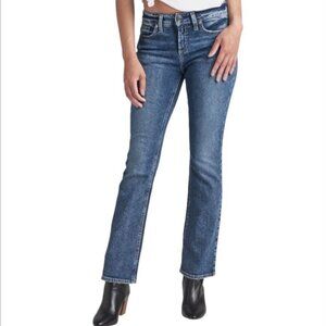 Silver Jeans 20 Elyse Slim Boot Cut Women’s Jeans Faux Flap Pockets Mid Rise